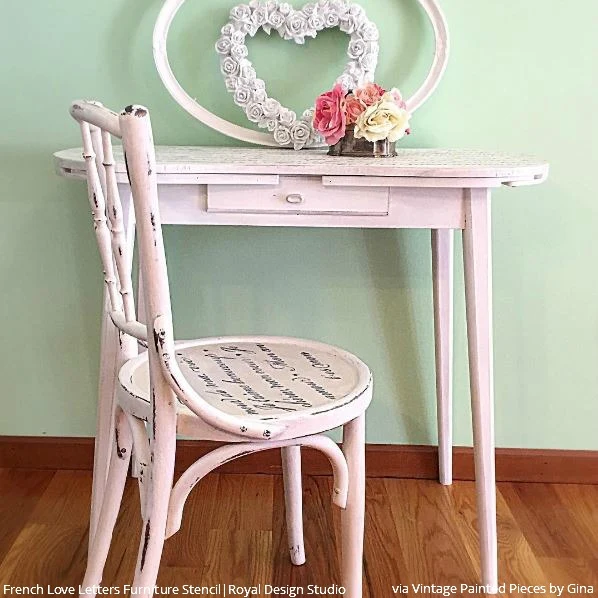 French Love Letters Furniture Stencil - Image 21