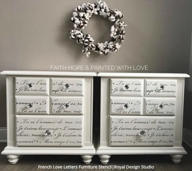 French Love Letters Furniture Stencil - Image 23