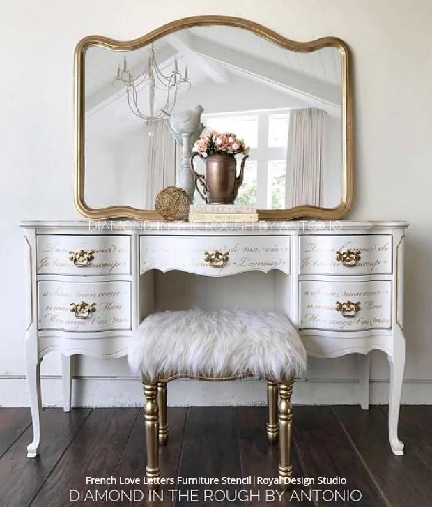 French Love Letters Furniture Stencil - Image 24