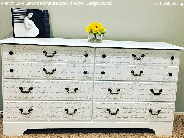 French Love Letters Furniture Stencil - Image 25