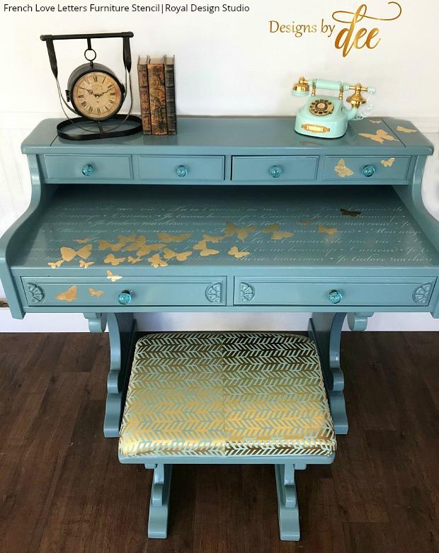 French Love Letters Furniture Stencil - Image 27