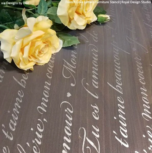 French Love Letters Furniture Stencil - Image 30
