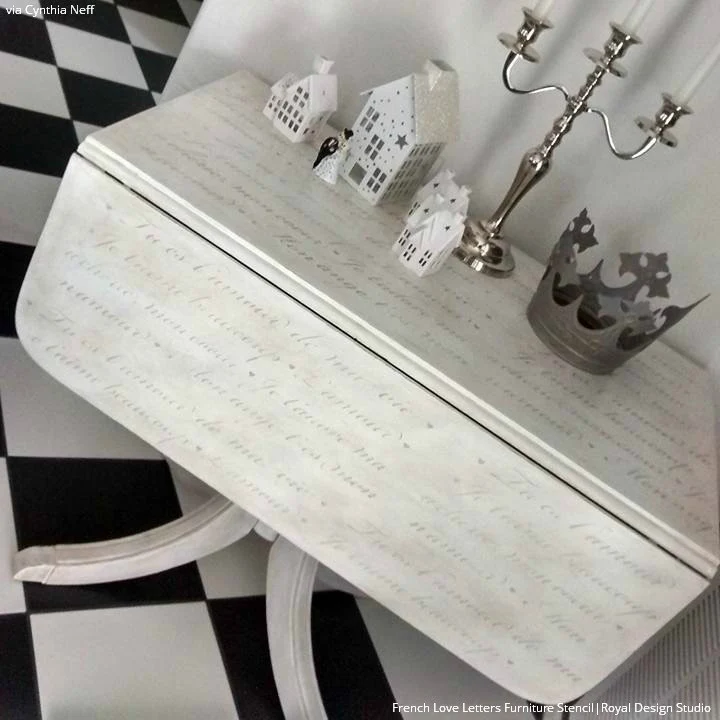 French Love Letters Furniture Stencil - Image 33