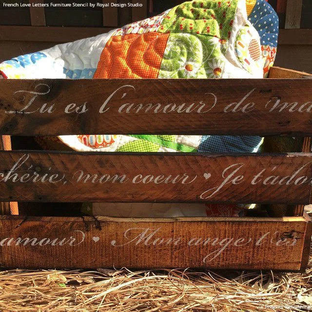 French Love Letters Furniture Stencil - Image 35