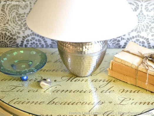French Love Letters Furniture Stencil - Image 38