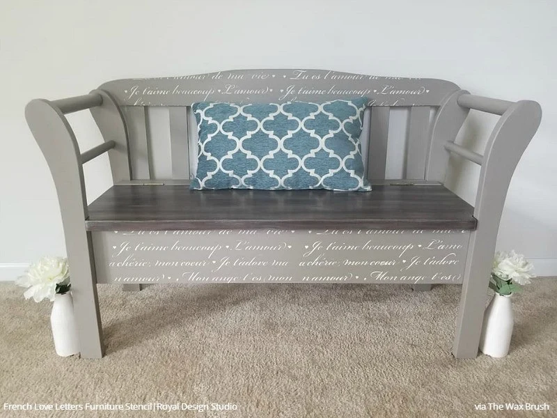 French Love Letters Furniture Stencil - Image 39