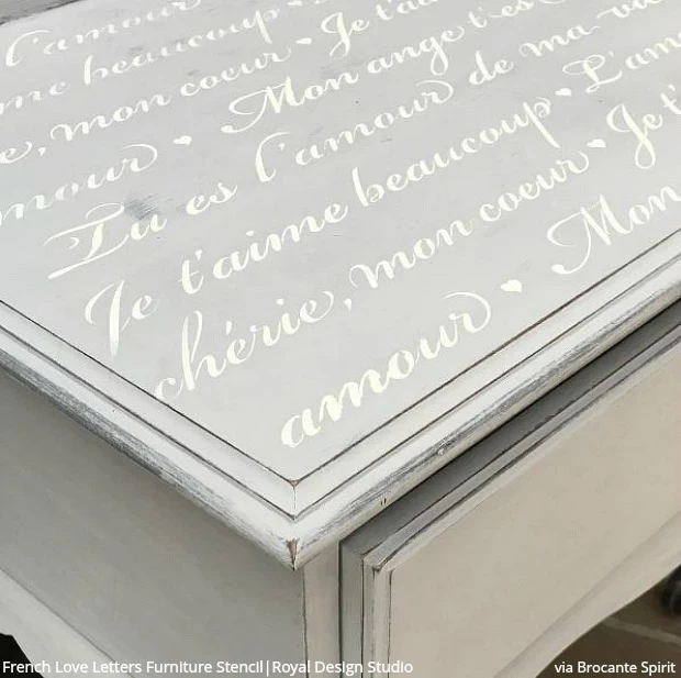 French Love Letters Furniture Stencil - Image 41