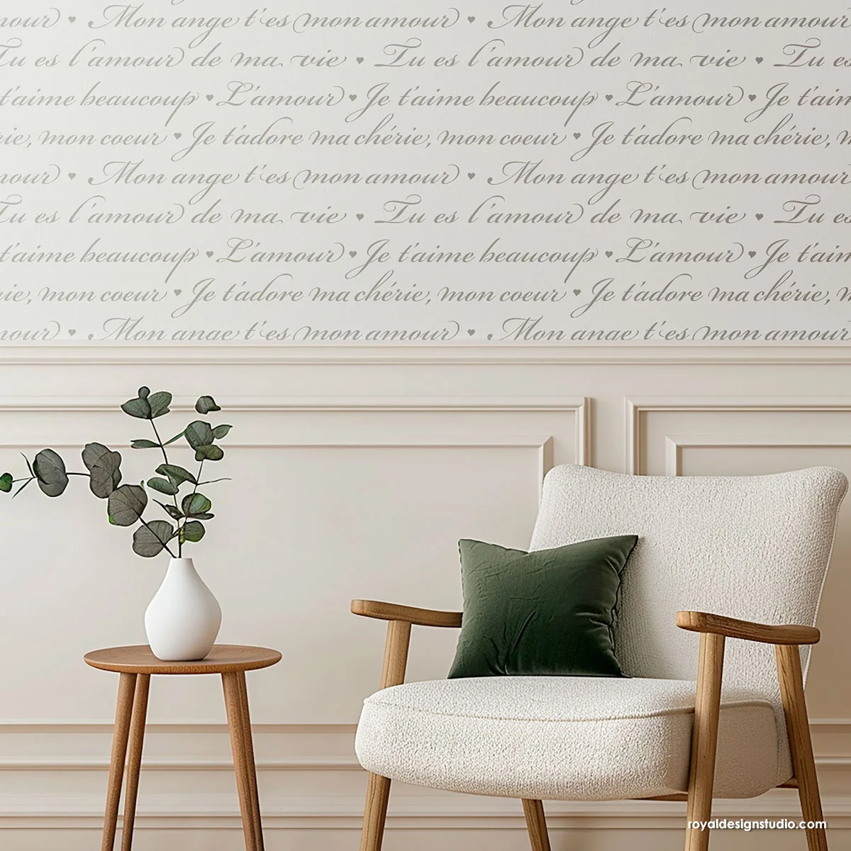 French Love Letters Wall Stencil - Image 4