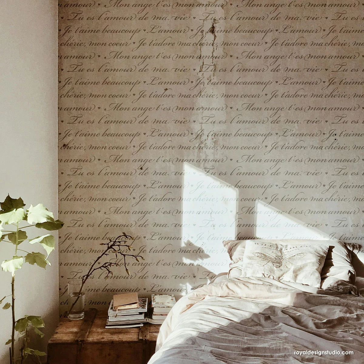 French Love Letters Wall Stencil - Image 5