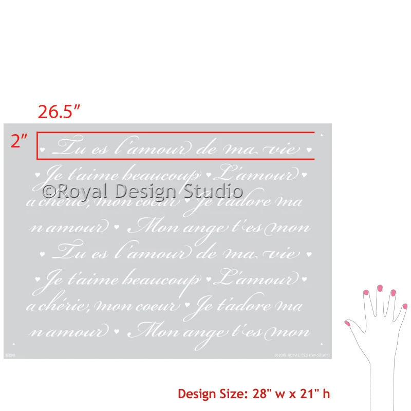 French Love Letters Wall Stencil - Image 7