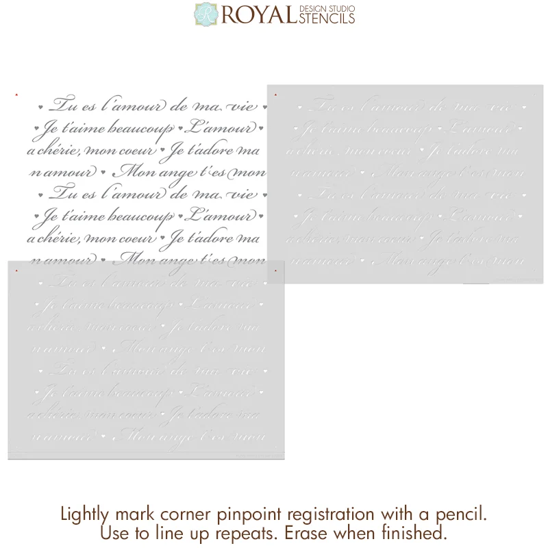French Love Letters Wall Stencil - Image 8