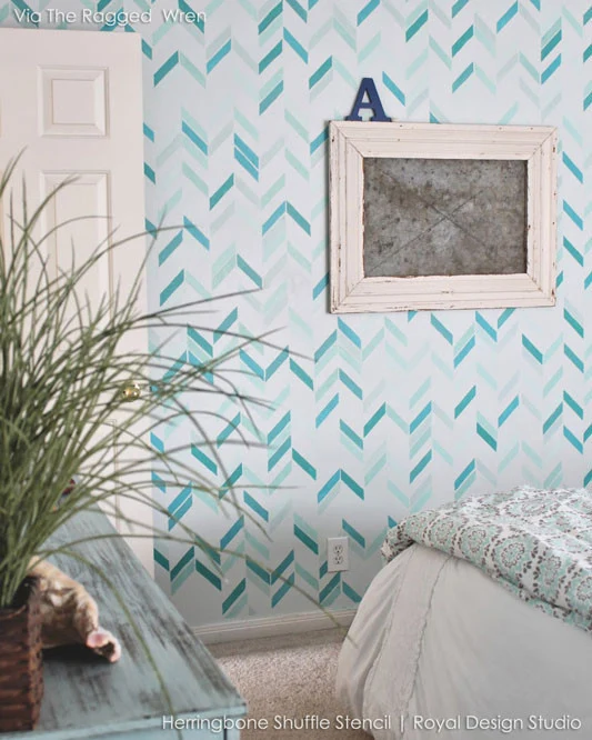 Herringbone Shuffle Wall Stencil - Image 10