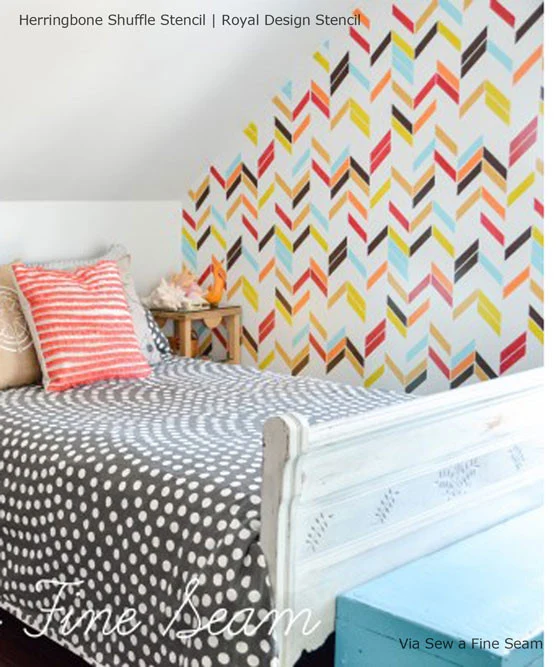 Herringbone Shuffle Wall Stencil - Image 11
