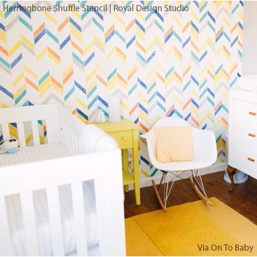Herringbone Shuffle Wall Stencil - Image 4
