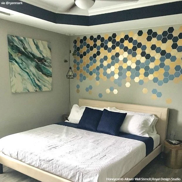 Honeycomb Hexagon Tiles Wall Stencil - Image 6