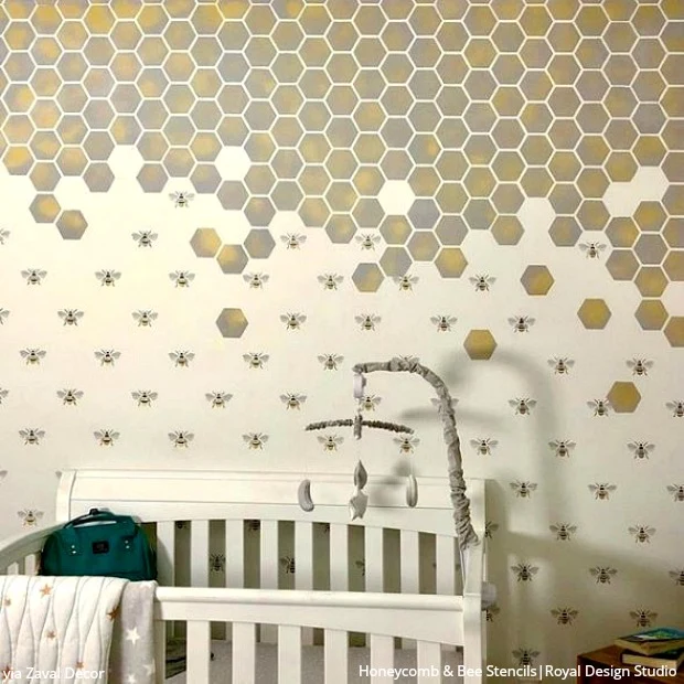 Honeycomb Hexagon Tiles Wall Stencil - Image 8