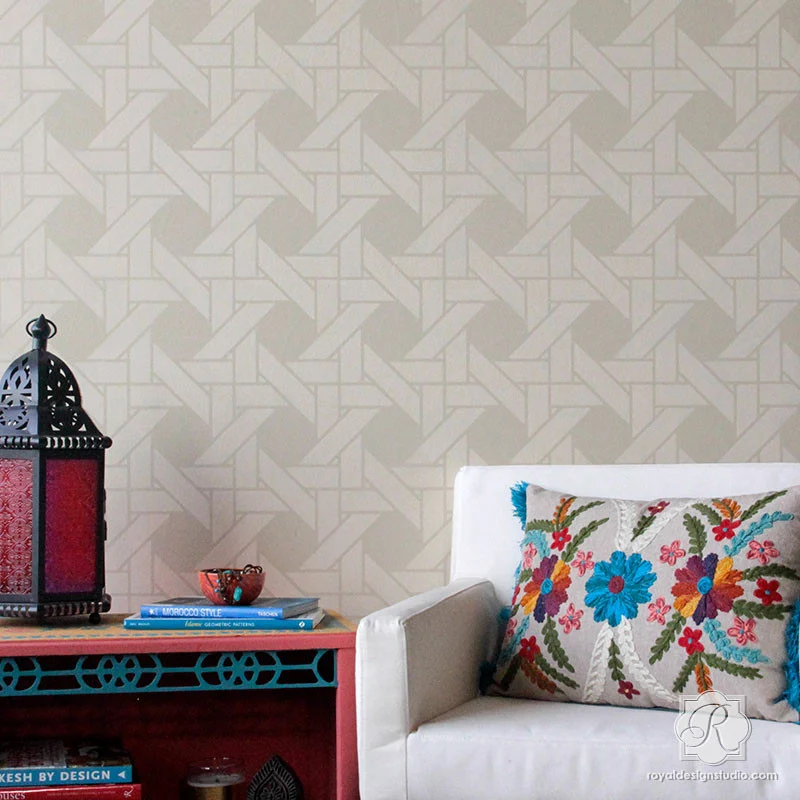 Interwoven Basketweave Wall Stencil - Image 2