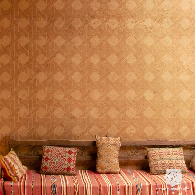 Interwoven Basketweave Wall Stencil - Image 4