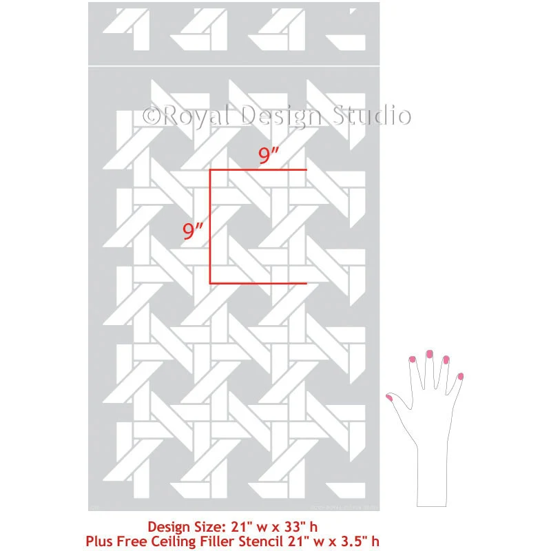 Interwoven Basketweave Wall Stencil - Image 5