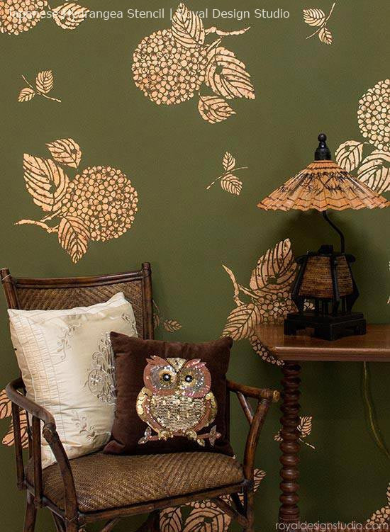 Japanese Hydrangea Floral Stencil - Image 3