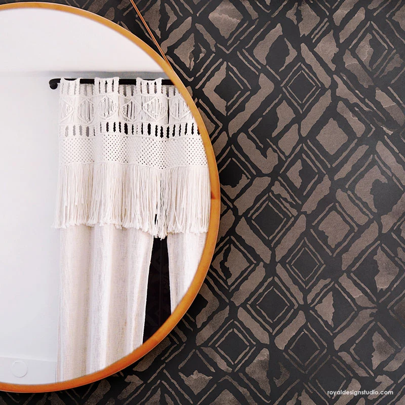 Kuba Cloth Wall Stencil - Image 2