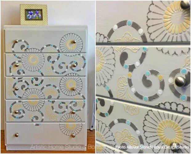 Kyoto Allover Flower Wall Stencil - Image 10