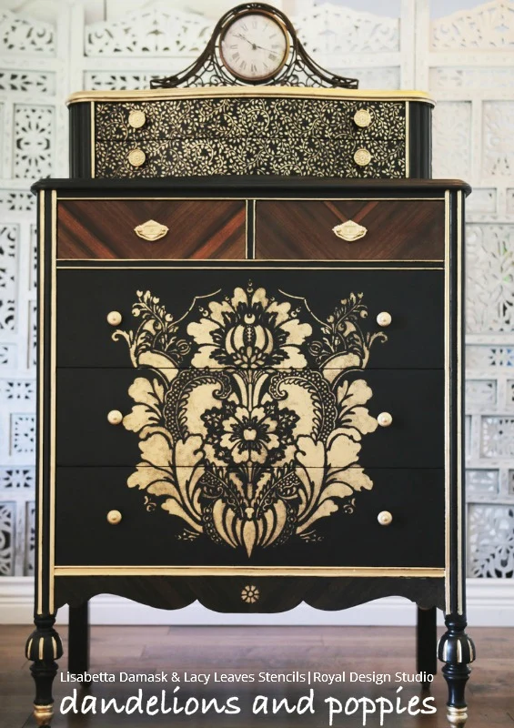 Lacy Leaves Furniture Stencil - Image 5
