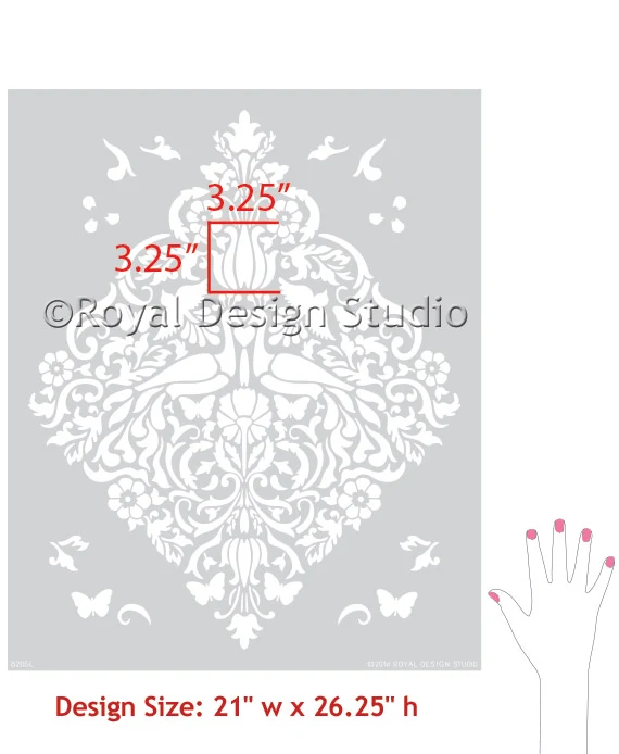 Love Birds Lace Damask Stencil - Image 4
