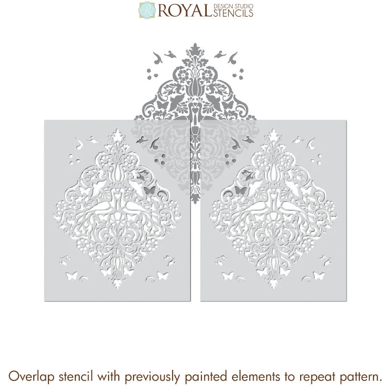 Love Birds Lace Damask Stencil - Image 5