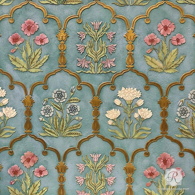 Majorelle Floral Trellis Wall Stencil - Image 9