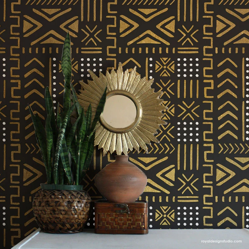 Mali Mudcloth Wall Stencil - Image 5