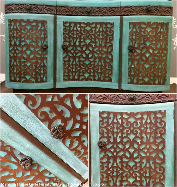 Mansion House Grille Trellis Furniture Stencil - Image 3