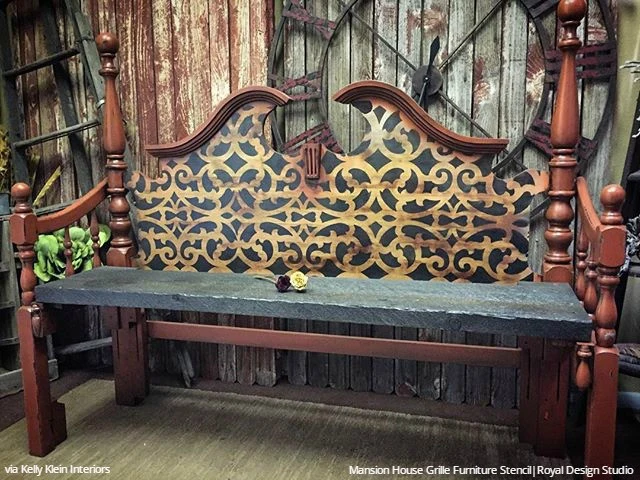 Mansion House Grille Trellis Furniture Stencil - Image 8
