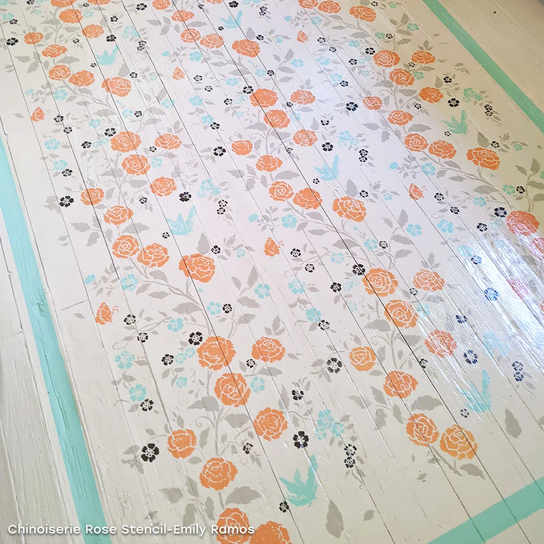Meandering Rose Chinoiserie Wall Stencil - Image 3