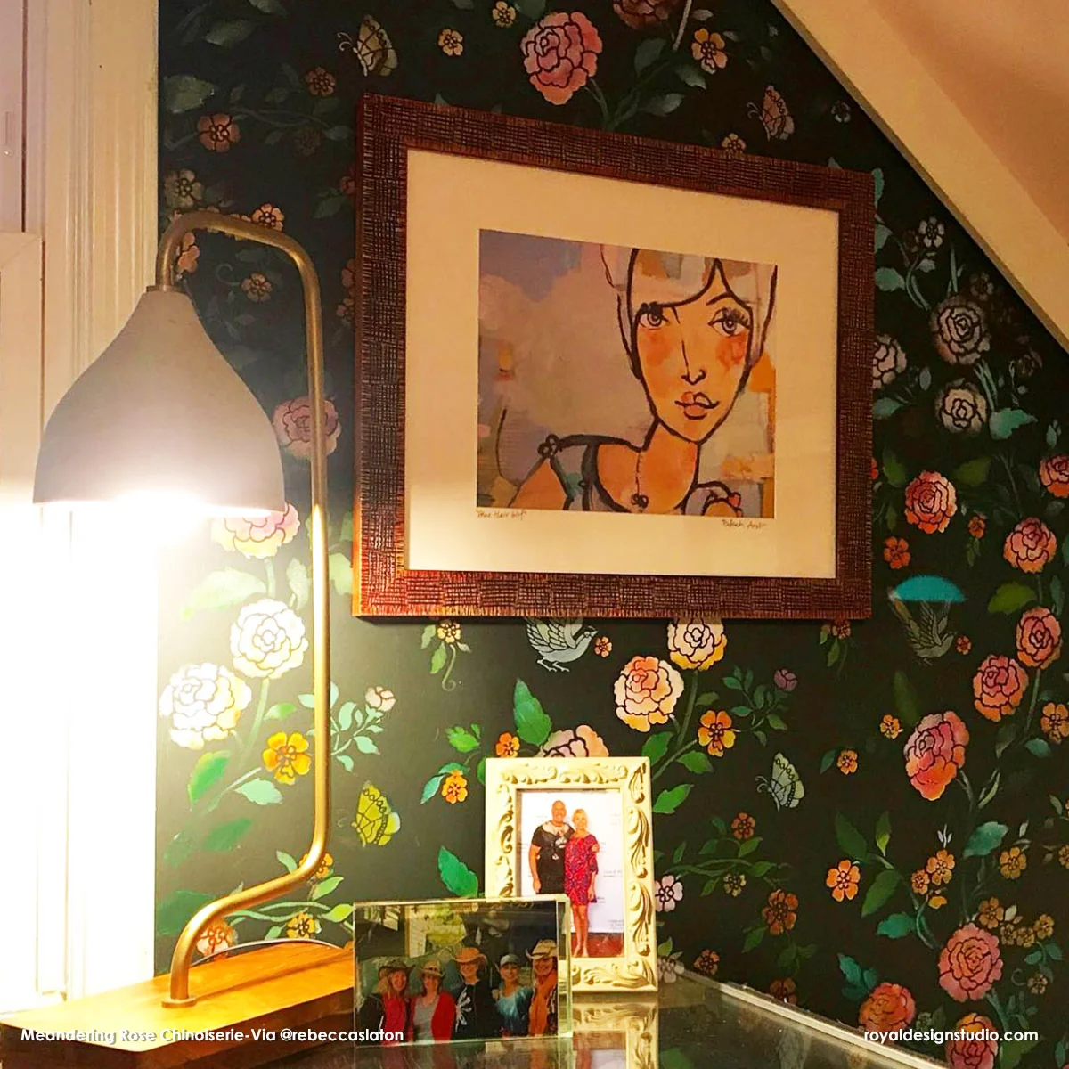 Meandering Rose Chinoiserie Wall Stencil - Image 9