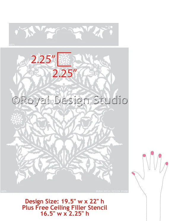 Mughal Trellis Moroccan Wall Stencil - Image 3