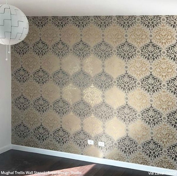 Mughal Trellis Moroccan Wall Stencil - Image 6