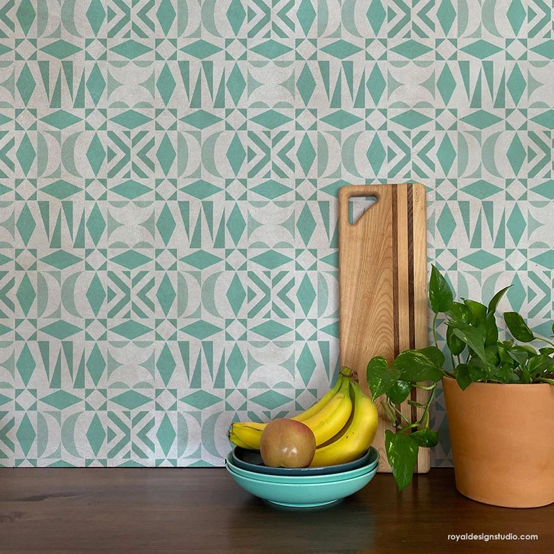 Opposites Attract Modern Tribal Tile Stencil