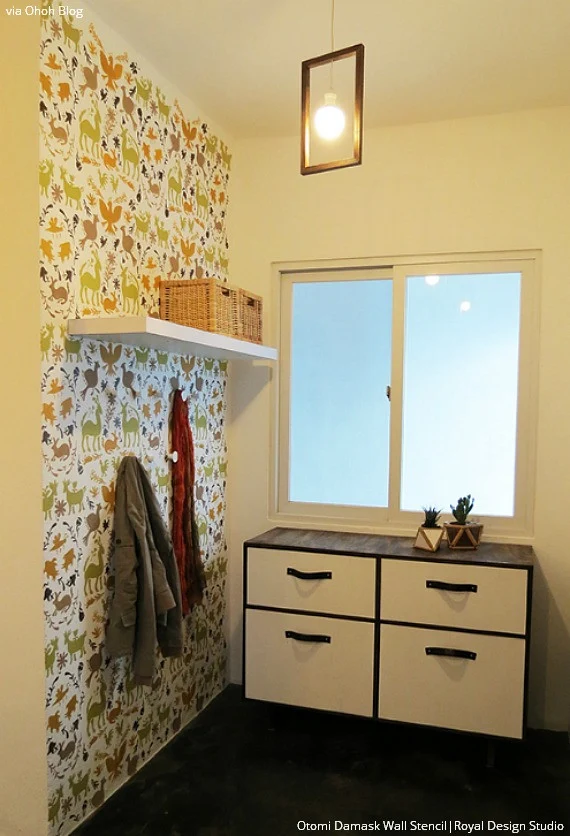 Otomi Allover Damask Wall Stencil - Image 3