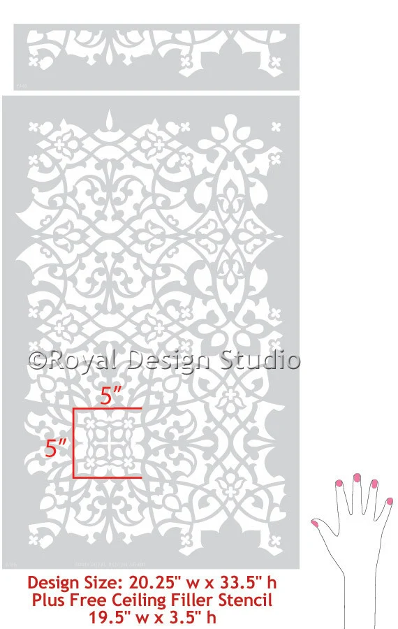 Palace Trellis Moroccan Wall Stencil - Image 4
