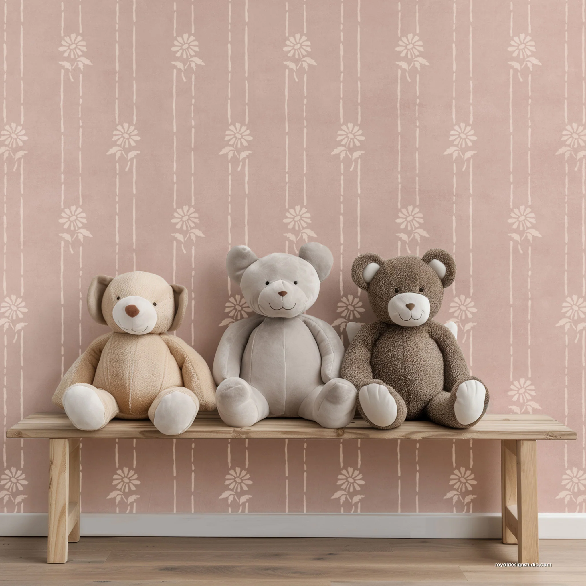 Petite Floral Stripe Wall Stencil - Image 2