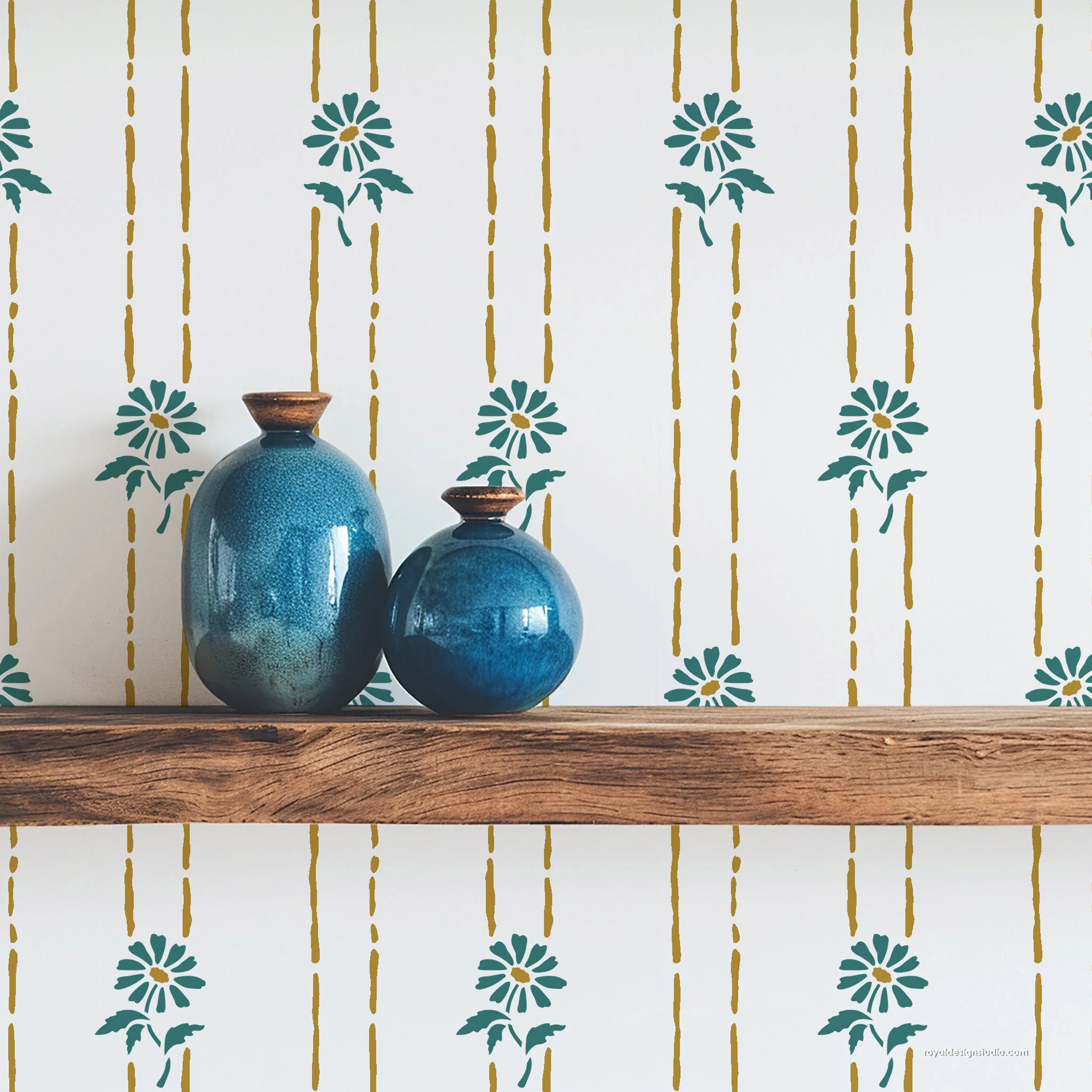 Petite Floral Stripe Wall Stencil - Image 3