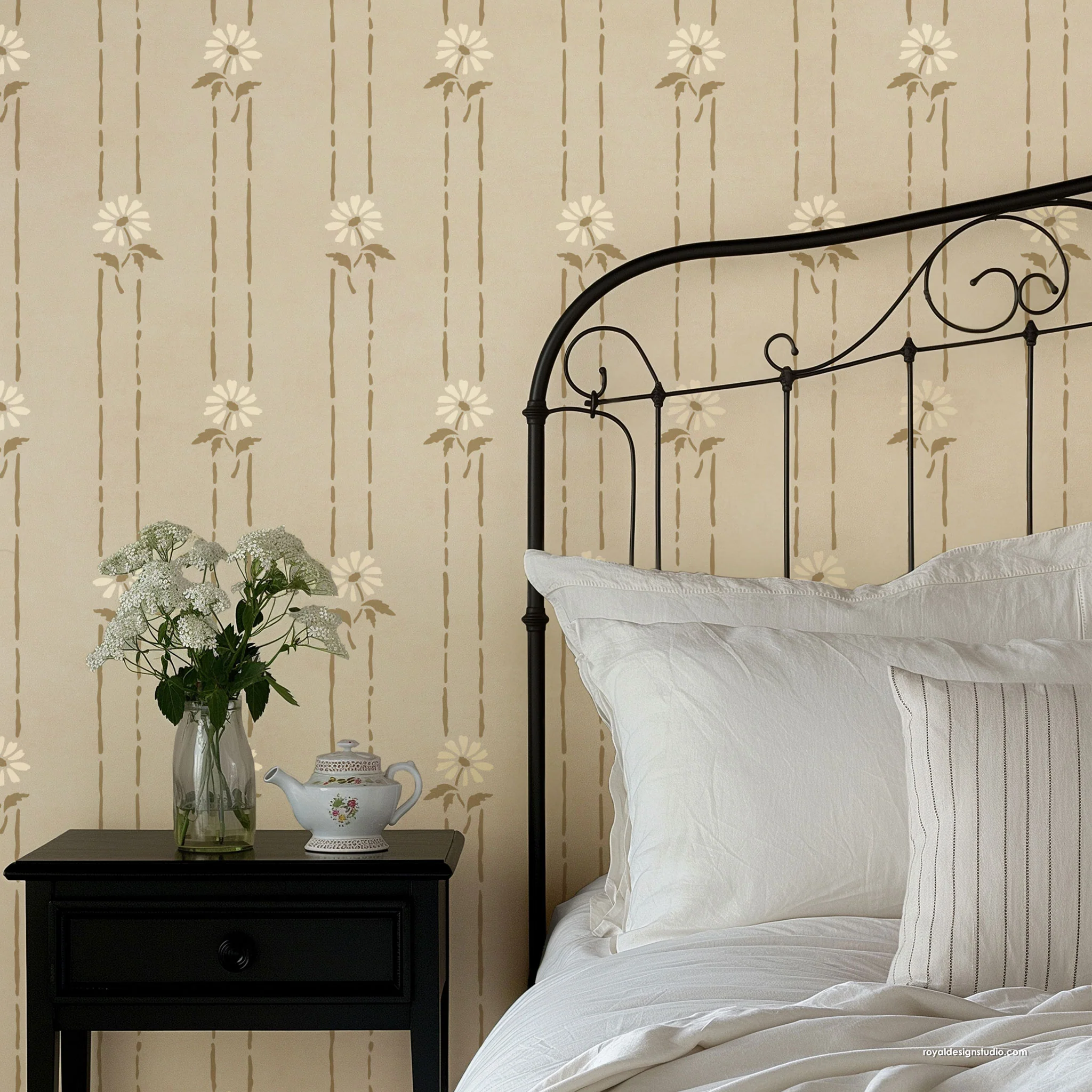 Petite Floral Stripe Wall Stencil - Image 5