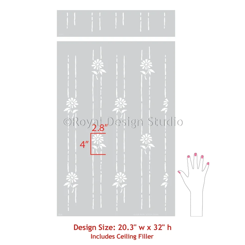 Petite Floral Stripe Wall Stencil - Image 6