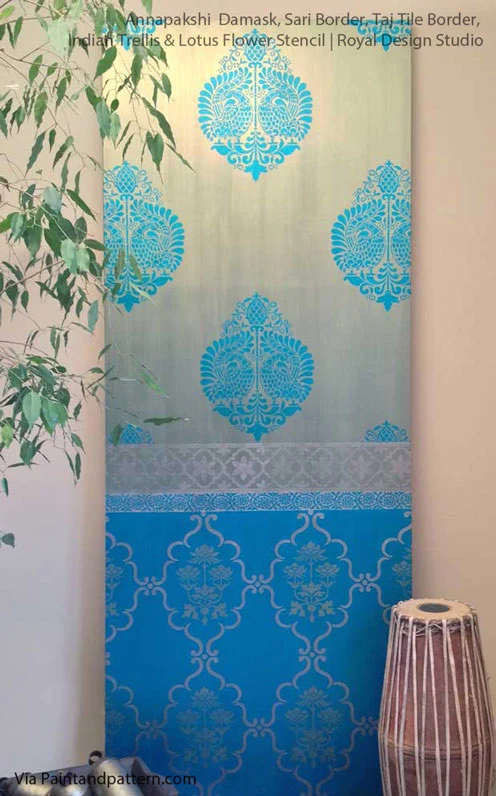 Raj Trellis Indian Wall Stencil - Image 16
