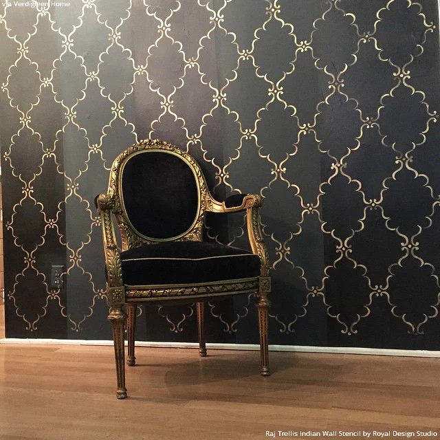 Raj Trellis Indian Wall Stencil - Image 5