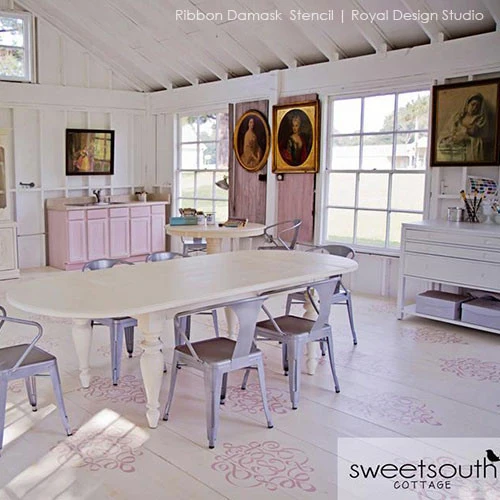 Ribbon Damask Wall Stencil - Image 11