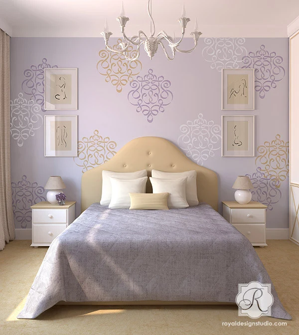 Ribbon Damask Wall Stencil - Image 3