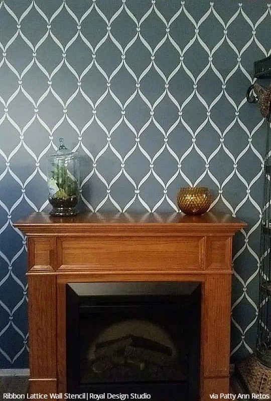 Ribbon Lattice Wall Stencil - Image 19