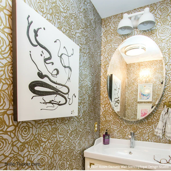 Rockin' Roses Damask Wall Stencil - Image 10